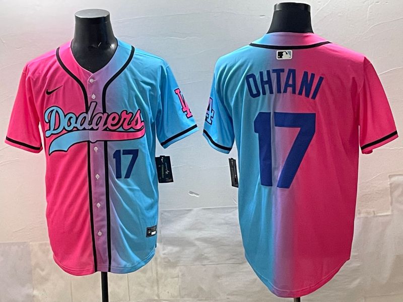 Men Los Angeles Dodgers #17 Ohtani Blue pink Game 2025 Nike MLB Jersey style 0017